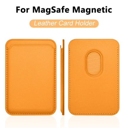 For Magsafe Magnetic Wallet Phone Case For iPhone 14 13 12 Pro Max Leather Card Holder Bag Yellow