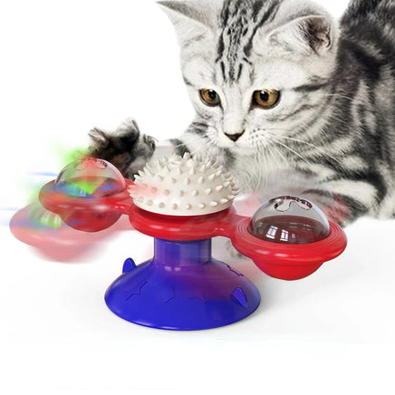 Interactive Cat Windmill Toy, Cat Puzzle Turntable with Brushing Teeth Function, Pet Toy for Kittens D