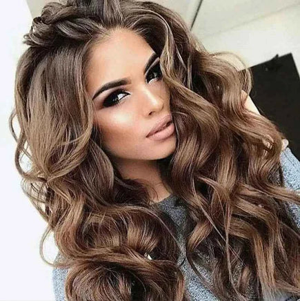 Long Black to Gray Cosplay Wigs Halloween Costumes Women White Long Wavy Womans Color Synthetic Hairs Natural Party Wigs mix brown 24inches 1pc