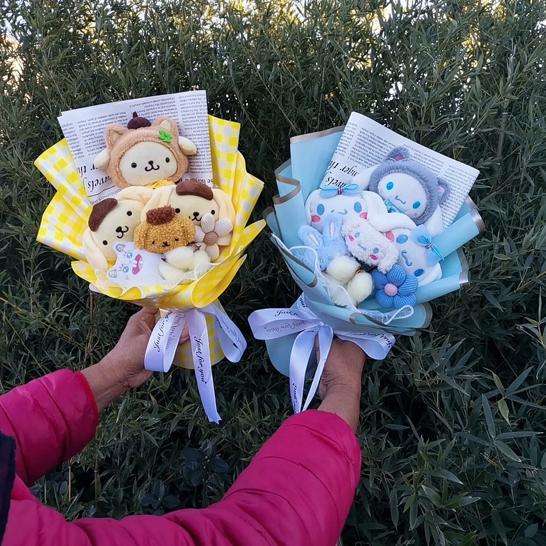 Lusy Store LLC Hello Kitty Kuromi Melody Cinnamoroll Plush Bouquet Home Decoration Xmas Friend Gifts Bouquet