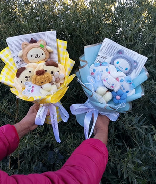 Lusy Store LLC Hello Kitty Kuromi Melody Cinnamoroll Plush Bouquet Home Decoration Xmas Friend Gifts Bouquet
