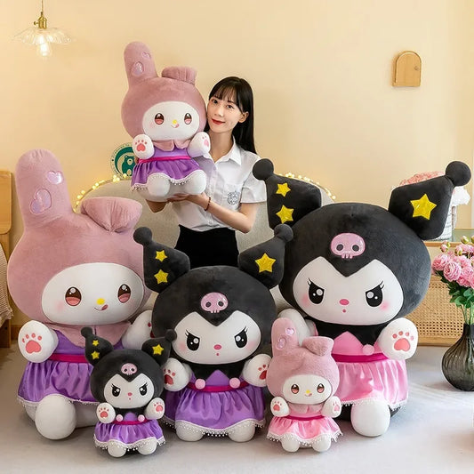 Lusy Store LLC Big Size Kuromi My Melody Plush Stuffed Doll Room Decoration Bed Pillow Gift Plush