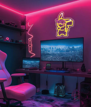 Pikachu Neon Sign Wall Decoration USB Powered Game Room Gifts For Boys Girls Friends Families
