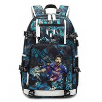 Messi C Ronaldo football bag star around high school students male and female large capacity backpack can be customized Colour blue 1 15 inches