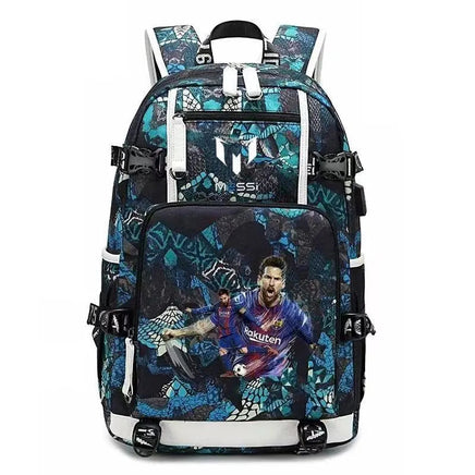 Messi C Ronaldo football bag star around high school students male and female large capacity backpack can be customized Colour blue 1 15 inches