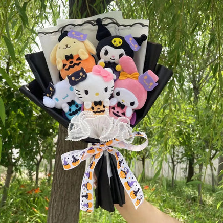 My Melody Kuromi Stuffed Animals Plush Toy With Roses Creative Bouquets Christmas Halloween Gifts 3