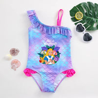 Alice in Wonderland Girls Swimsuit Mermaid Fish Scale One-Piece Bathing Suits Children's Dresses Summer Swimwear Beach Suit Kids Lusy Store