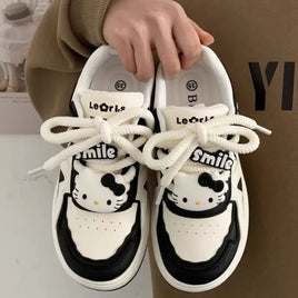 Sanrio Hello Kitty Panda Black White Kawaii Girl Bread Shoes Preppy Style Lolita Platform Sneakers Y2k Student Skateboard Shoes Lusy Store