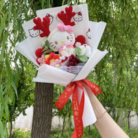 My Melody Kuromi Stuffed Animals Plush Toy With Roses Creative Bouquets Christmas Halloween Gifts 7