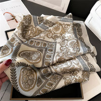 Lusy Store 2024 Luxury Brand Print summer Neck Tie Shawl Silk Square Scarf Women 70cm Hair Hand Wrist Headkercheif Hijab Bandana 