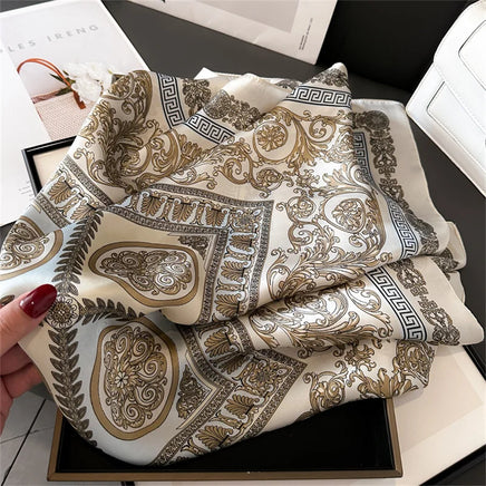 Lusy Store 2024 Luxury Brand Print summer Neck Tie Shawl Silk Square Scarf Women 70cm Hair Hand Wrist Headkercheif Hijab Bandana 