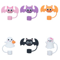 1-19pcs Cartoon 3D Halloween Series Stanley Straw Covers Reusable 10mm Straw Topper Compatible With Dust-Proof Straw Tips Lid 6pcs CHINA