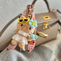Sanrio Hello Kitty Plush Toy Cute Sunglasses Cartoon Keychain Pendant Plushies Doll Backpack Keychain Decoration Holiday Gifts Hello Kitty 10cm