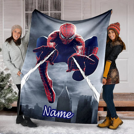 Customized Name Marvel Spider-Man Printed Blanket All Seasons Multi-purpose Blanket Suitable for Sofa, Camping, Travel, Car Style E