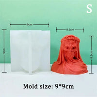3D Masked Veil Skull Candle Silicone Mold Halloween Decor Skeleton Bust Statue Scented Candle Resin Casting Mould Holiday Gifts Small Mold