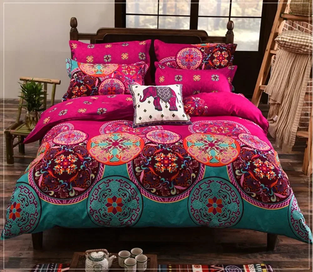 Bohemian Style Bedding set Mandala Floral Printed Duvet Cover Pillowcase Germany Single Double Queen Super King Size 3pcs Sets Lusy Store