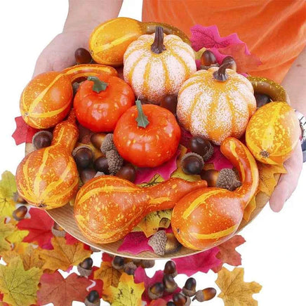 Artificial Pumpkins Set Harvest Decoration Velvet Foam Pumpkin Prop Ornaments for Fall Garland Autumn Thanksgiving Halloween