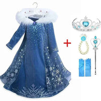 Girls Elsa Anna Costume Kids Birthday Floral Dress Children Snow Queen Performance Fantasy Princess Evening Halloween Costumes