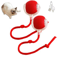 Interactive Cat Ball with Faux Tail, Automatic Rolling & Rechargeable, Smart Electric Mouse Toy for Dogs & Cats 2PC Red
