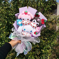 Lusy Store LLC Kuromi Plush Bouquet My Melody Cinnamoroll Holiday Gift Bouquet