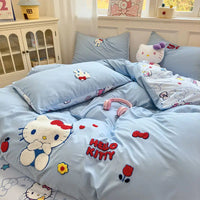 Sanrio Hello Kitty cartoon cute anime character cotton bed sheet duvet cover four-piece kawaii student dormitory three-piece set