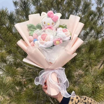 My Melody Kuromi Cinnamoroll Kt Cat Plush Doll Toy With Flowers Creative Handmade Bouquet Valentine Christmas Graduation Gifts 10