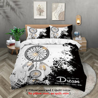 Black and White Dream Catcher Bedding Set 3-Piece - Lusy Store as picture