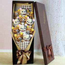 Graduate Teddy Bear Stuffed Animal Plush Toy Lover Rilakkuma With graduation Flower Bouquet Gift Box Birthday Graduation Gifts 4 NO box