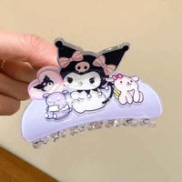 Anime Sanrio Kuromi Acrylic Clip Hello Kitty Cinnamoroll Hairpin Melody Pochacco Pompompurin Clip Girl Hairpin Shark Hair Clips kulomi