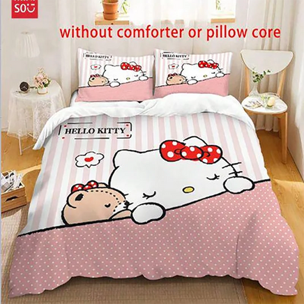 Sanrio Hello Kitty 3D Children'S Printed Cute Cartoon100% Polyester Bedding Set Duvet Cover Set Bedding Sets Anime Home 2 CN