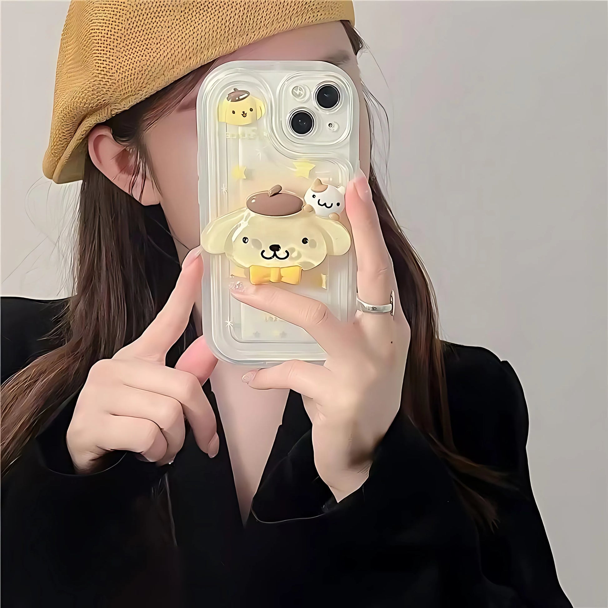 Lusy Store Sanrios Cute Melody with Bracket Phone Case for Samsung Galaxy S24 S23 S22 S21 S20 S10 Note20 10 FE Ultra Plus 4G 5G Back Cover 