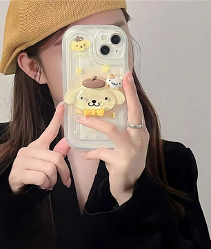 Lusy Store Sanrios Cute Melody with Bracket Phone Case for Samsung Galaxy S24 S23 S22 S21 S20 S10 Note20 10 FE Ultra Plus 4G 5G Back Cover 