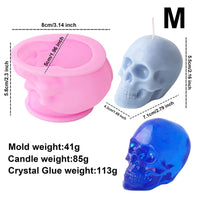 White and Pink Skull Candle Molds DIY Epoxy Skull Resin Mold Art Craft for Holiday Decoration DIY Halloween Skeleton Skull Mold Pink Skull M