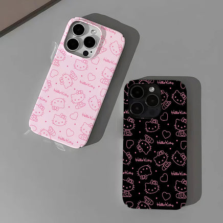 Lusy Store Cute Cartoon Hello Kitty Phone Case for IPhone 16 15 14 13 12 11 Pro Max XS XR XSMax 6 7 8 Plus Glossy HD Hard PC Cover 