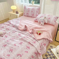 Hello Kitty Kawaii Summer Quilt Anime Cartoon Bedding Quilt Cover Student Bedding Soft Microfiber Bedspread Lightweight Coverlet Lusy Store