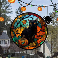 2025 Halloween PVC Glass Window Static Sticker Horror Castle Cat Decorative Sticker Halloween Glass Decals Home Party Decoration