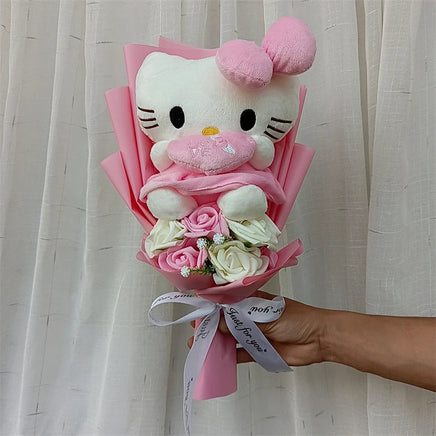Animation Derivatives Hello Kitty Anime Bouquet With Rose Cartoon KT Cat Valentine Mother's Day Christmas Graduation Gift