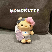 Sanrio Suitcase Black Leather Hello Kitty Cute Plush Toy Pendant Kawaii Backpack Accessories Keychain Holiday Gift