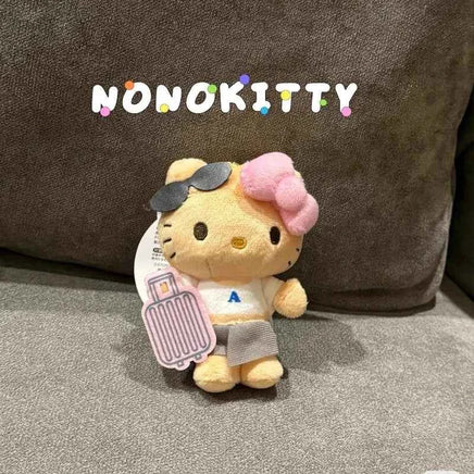 Sanrio Suitcase Black Leather Hello Kitty Cute Plush Toy Pendant Kawaii Backpack Accessories Keychain Holiday Gift