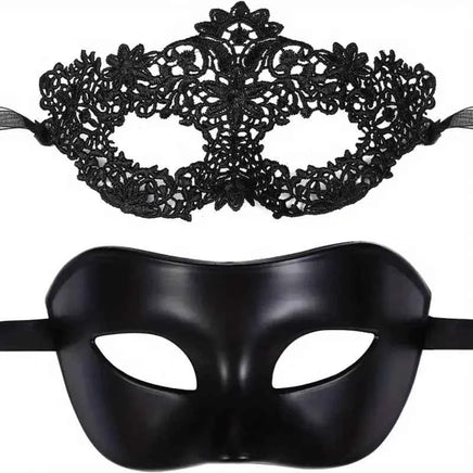 Couple Black Lace Disguised Mask Elegant Plastic Party Ball Mask Suitable for Halloween and Costume Party Accessories 2pcs