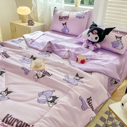 Hello Kitty Kawaii Summer Quilt Anime Cartoon Bedding Quilt Cover Student Bedding Soft Microfiber Bedspread Lightweight Coverlet Lusy Store