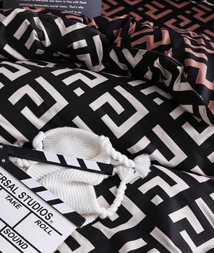 Luxury Black Bedding Comforter Set with Pillow Case SIngle Full Size Bed Linen Duvet Cover Set Queen/King Double Single Bed Lusy Store