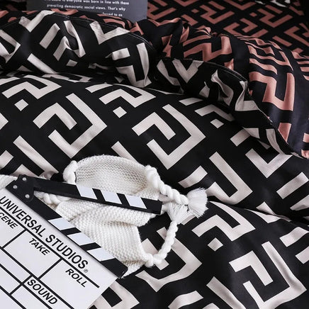 Luxury Black Bedding Comforter Set with Pillow Case SIngle Full Size Bed Linen Duvet Cover Set Queen/King Double Single Bed Lusy Store