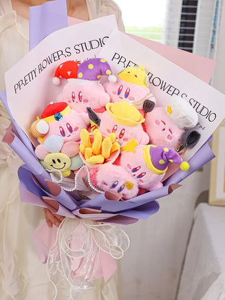 Pink Star Kirby Plush Bouquet Stuffed Plush Flower Bouquet Room Decor Girl Friend Birthday Gifts