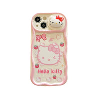 Pink Hello Kitty Sanrio Push Window Lens Phone Case for iPhone 11-16 Pro Max