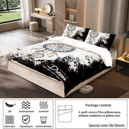 Black and White Dream Catcher Bedding Set 3-Piece - Lusy Store