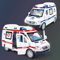 1:32 Mini Car Diecast Ambulance Fire-Truck Policecar Model Sound And Light Vehicle Simulation Collection Gifts Toys Boys Lusy Store