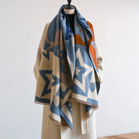 Lusy Store 2024 Luxury Star Two-Sided Scarf For Women Warmer Winter Cashmere Pashmina Scarves Shawls Female Thick Blanket Wraps Foulard 