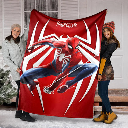 Customized Name Marvel Spider-Man Printed Blanket All Seasons Multi-purpose Blanket Suitable for Sofa, Camping, Travel, Car Style B