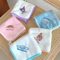 5pcs Sanrio Cinnamoroll Kids Towel Kuromi my melody Absorbent Face Wash Bath Dry Hair Towel Soft Coral Velvet Embroidery Towel